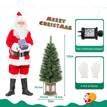125CM Christmas Entrance Tree with Pine Needles &amp; Cement-Filled Base-1 piece
