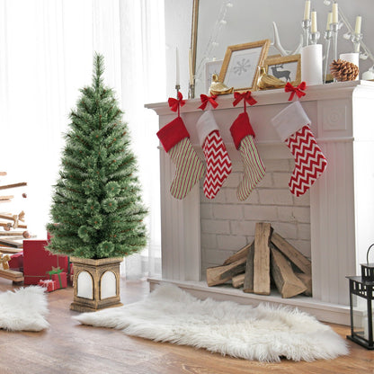125CM Christmas Entrance Tree with Pine Needles &amp; Cement-Filled Base-1 piece