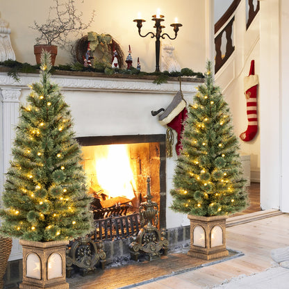 125CM Christmas Entrance Tree with Pine Needles &amp; Cement-Filled Base-1 piece