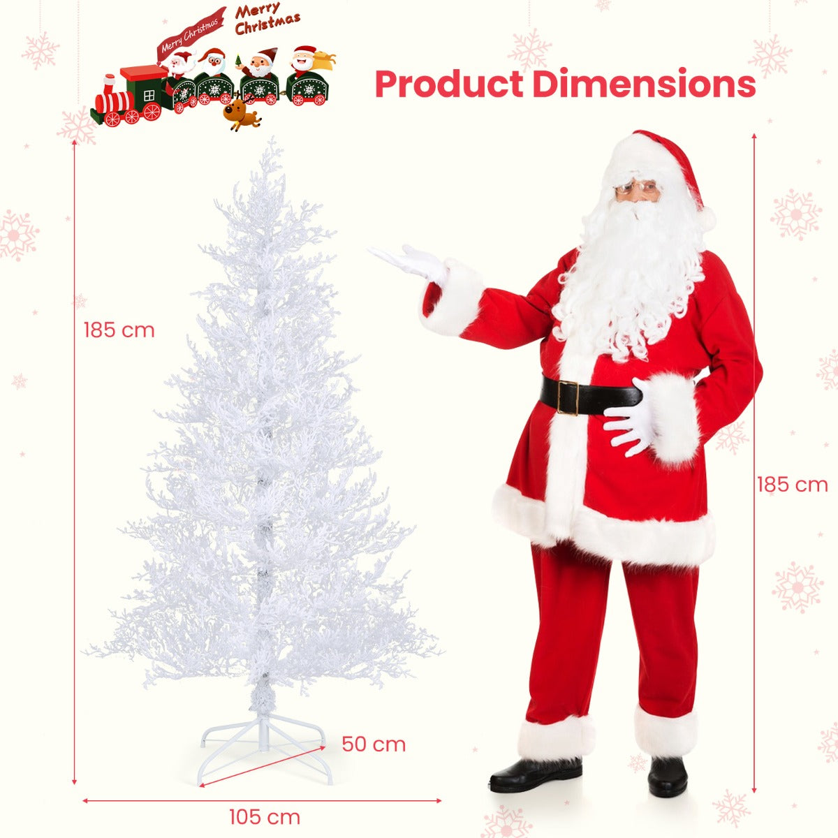 Costway 185CM Pre-Lit Artificial Christmas Tree with 11 Lighting Modes