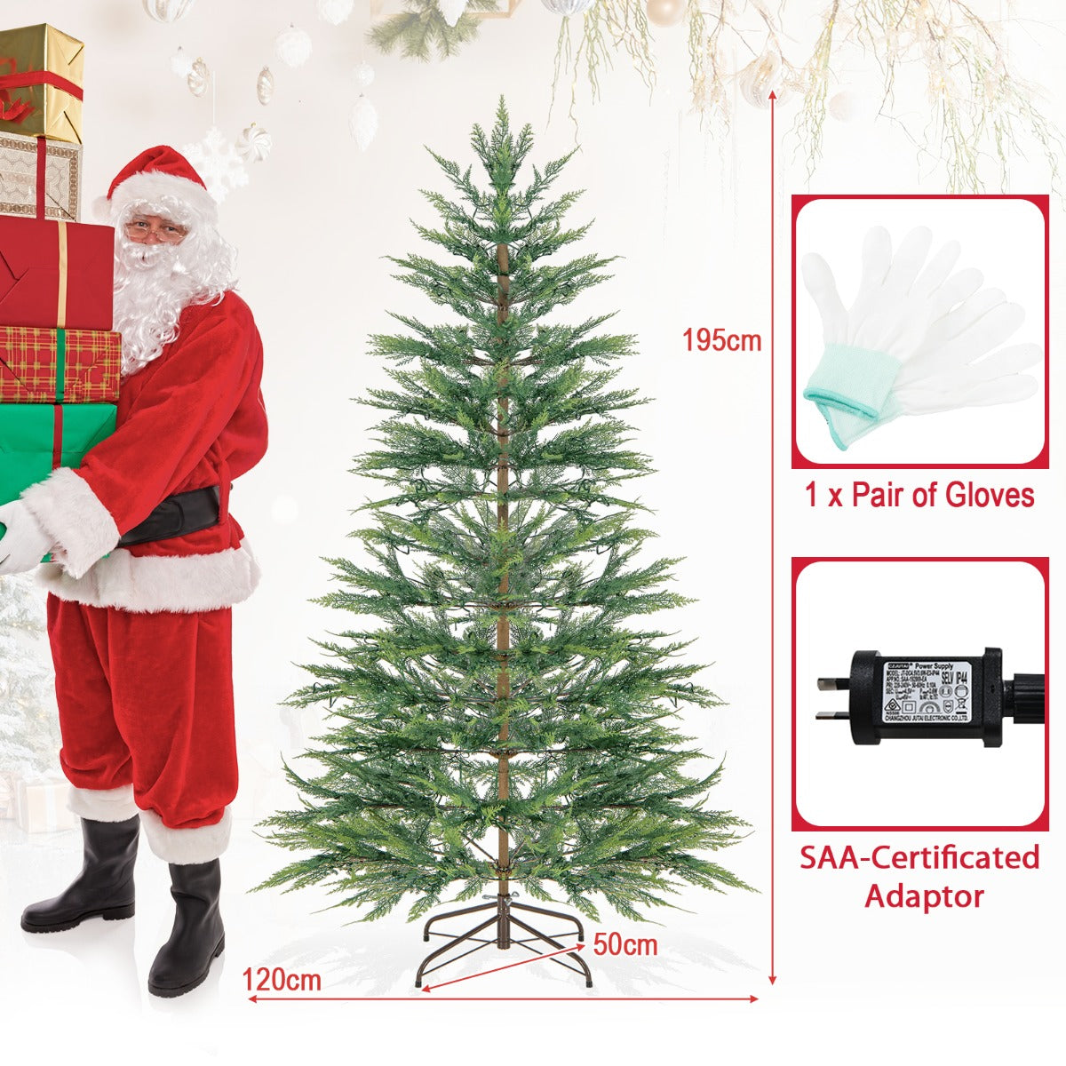 Costway 195CM Artificial Christmas Xmas Tree with Auto Timer & LED Lights