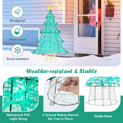 124cm Pre-lit Christmas Tree with 520 LED Lights for Indoor/Outdoor Use