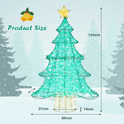 124cm Pre-lit Christmas Tree with 520 LED Lights for Indoor/Outdoor Use