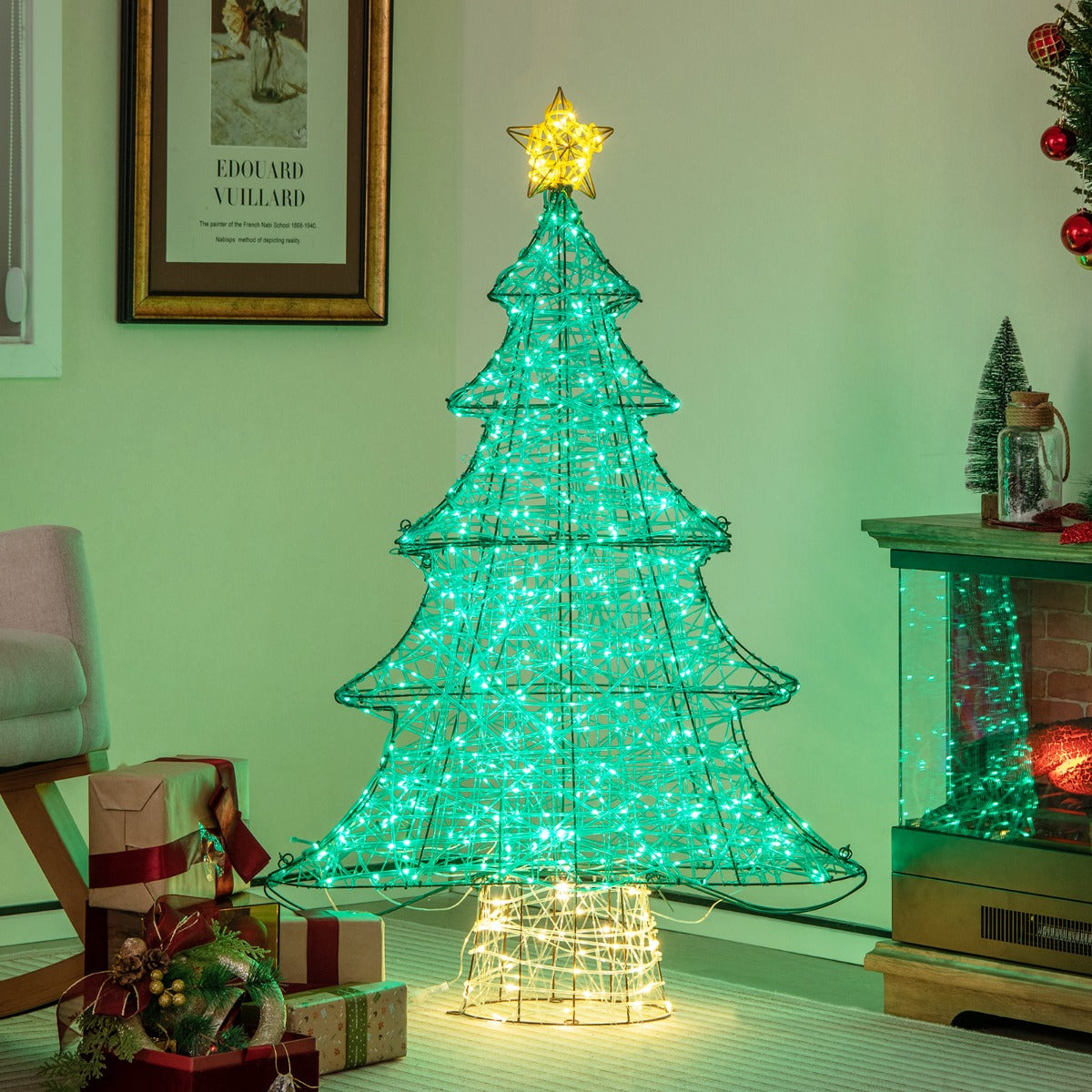 124CM Pre-lit LED Christmas Tree for Indoor/Outdoor Use with Star Topper