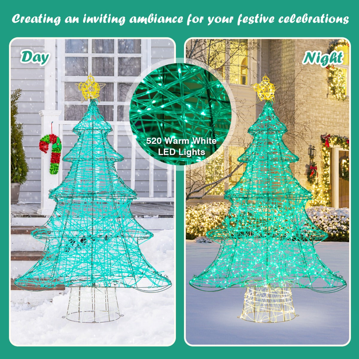 124CM Pre-lit LED Christmas Tree for Indoor/Outdoor Use with Star Topper