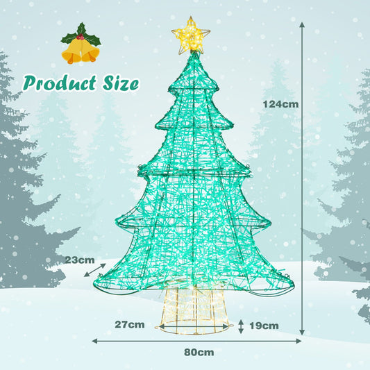 124CM Pre-lit LED Christmas Tree for Indoor/Outdoor Use with Star Topper