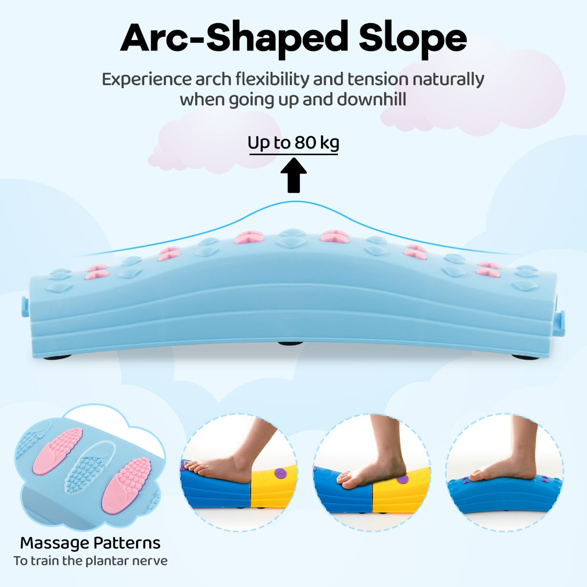 Costway 20 Pieces Kids Balance Beam Set with Massage Patterns-Red