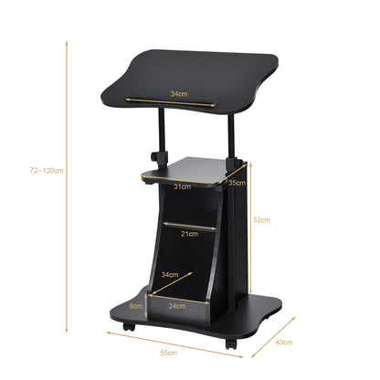 Costway Height Adjustable Mobile Laptop Desk with Wheels