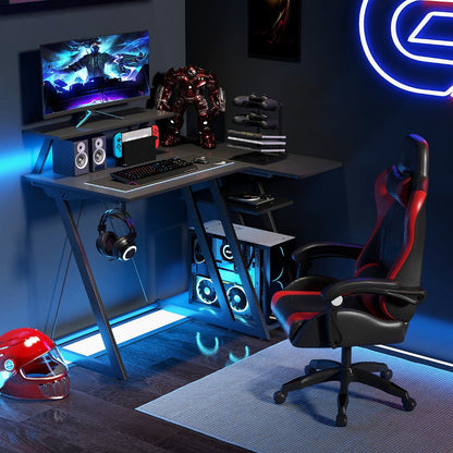 Computer Desk with Built-in Charge Station for Office Room Study-Black
