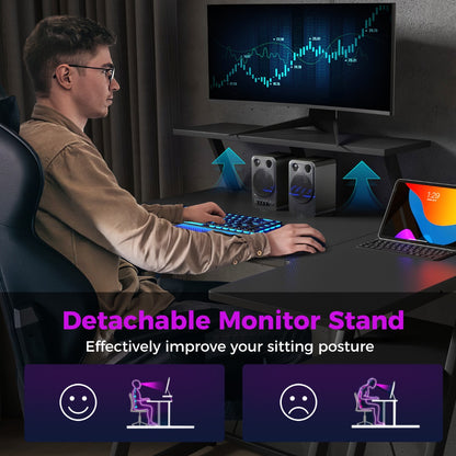 Computer Desk with Built-in Charge Station for Office Room Study-Black