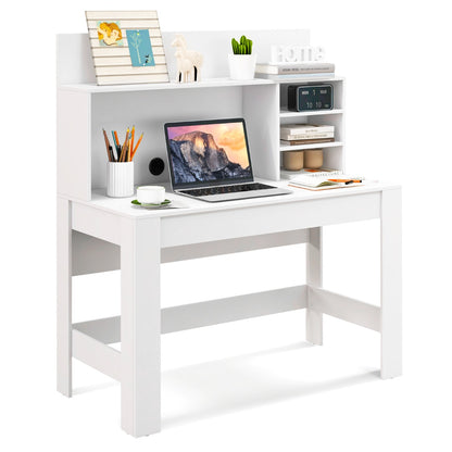 120cm Computer Desk with Bookshelf and Cable Management Hole-White
