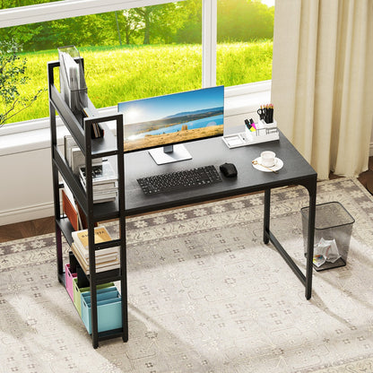 Computer Desk with Power Strip-Black