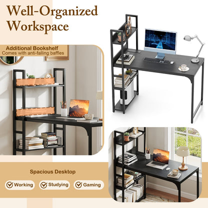Computer Desk with Power Strip-Black