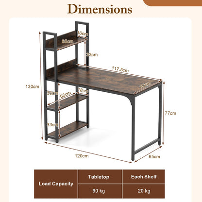 Computer Desk with Power Strip-Rustic Brown