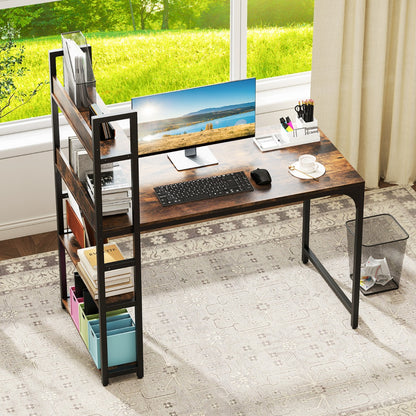 Computer Desk with Power Strip-Rustic Brown