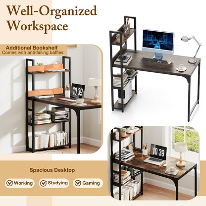 Computer Desk with Power Strip-Rustic Brown