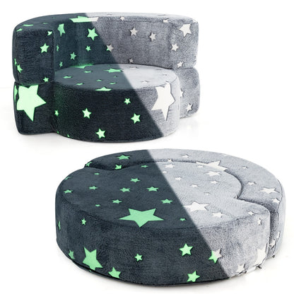 Convertible Children Sofa Kids Couch Chair with Removable and Machine-washable Cover-Grey