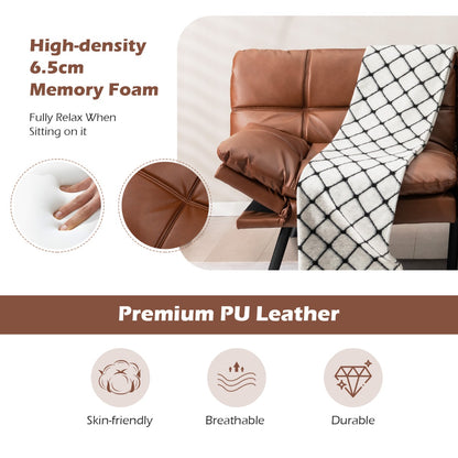 Costway Convertible Memory Foam Futon Couch Bed with Adjustable Backrest and Armrests for Living Room-Brown