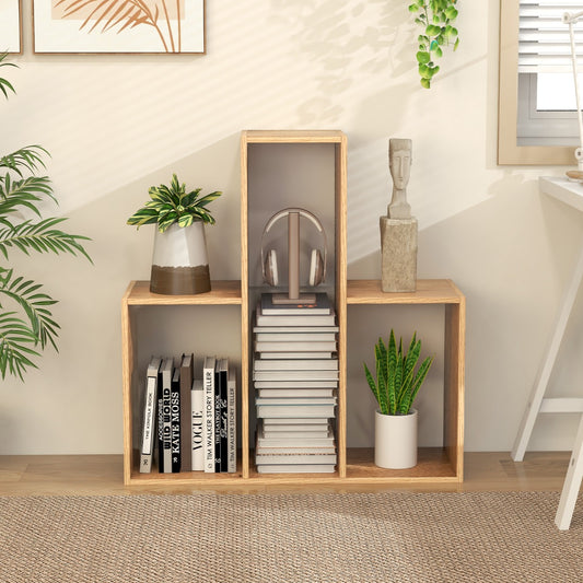 Costway Concave/Convex Bookshelf with Anti-Toppling Device for Living Room, Bedroom, Study, Office-Type B