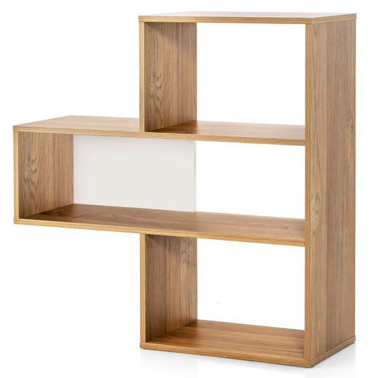 Costway Concave/Convex Bookshelf with Anti-Toppling Device for Living Room, Bedroom, Study, Office-Type B