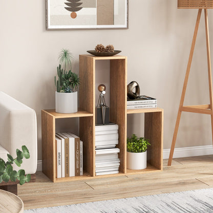 Protective shelf baffles help prevent books and ornaments from falling from the open storage spaces