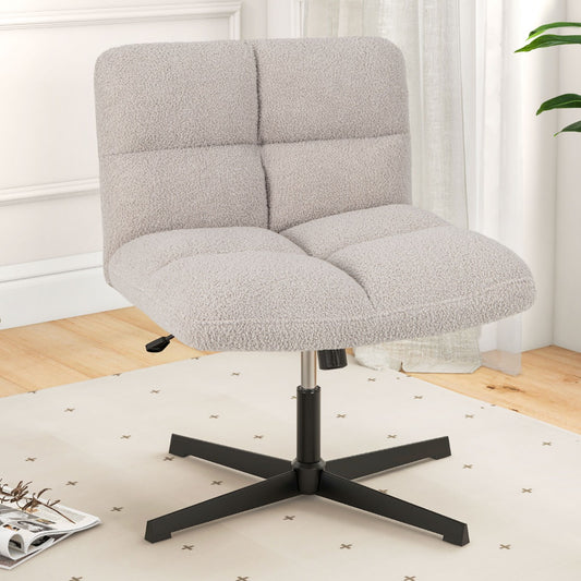 Costway Cross Legged Office Chair with Adjustable Height for HomeOffice-Grey