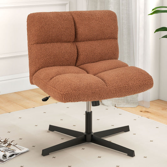 Costway Cross Legged Office Chair with Adjustable Height for HomeOffice-Coffee