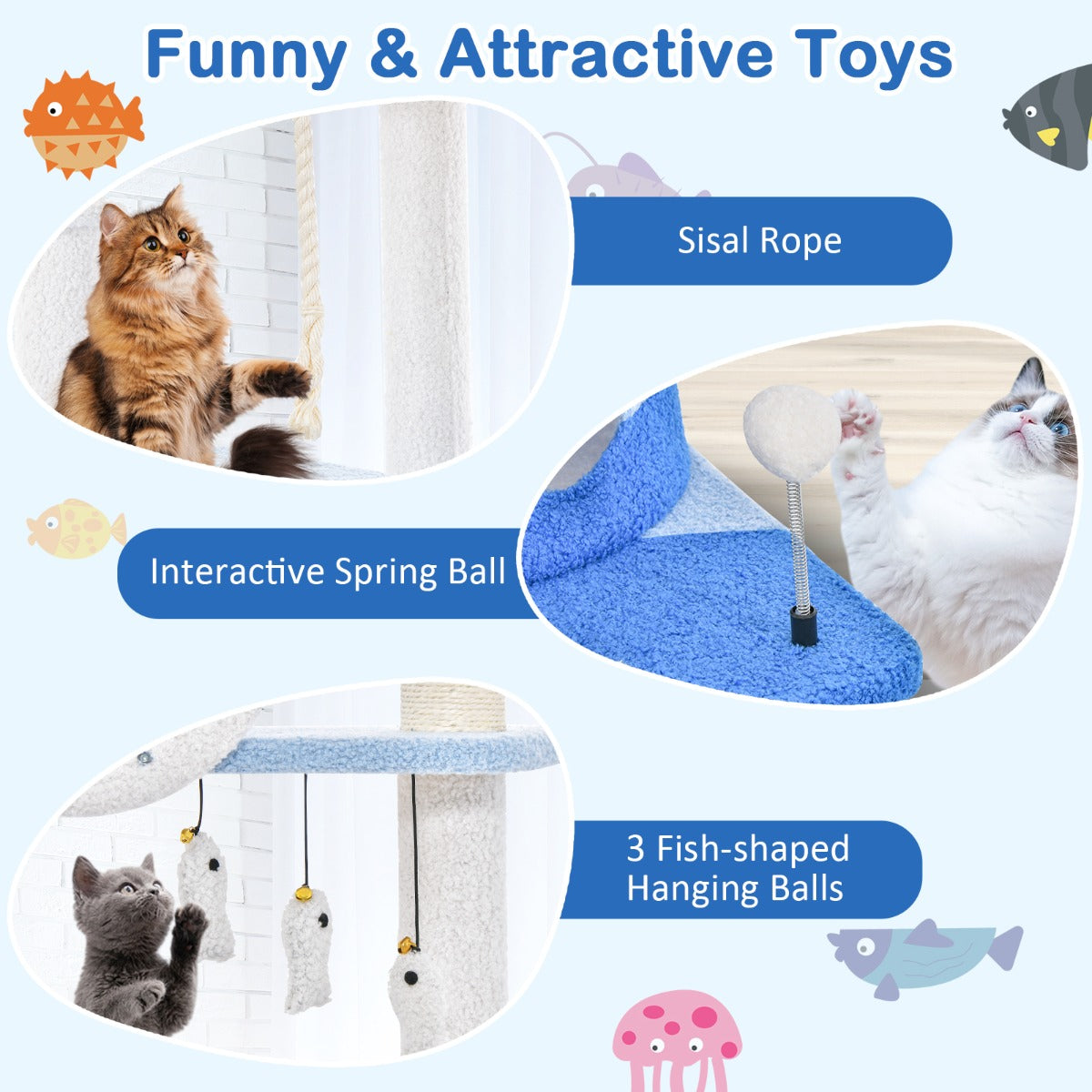 Costway Multi-level Ocean-themed Cat Tree Towern Activity Center