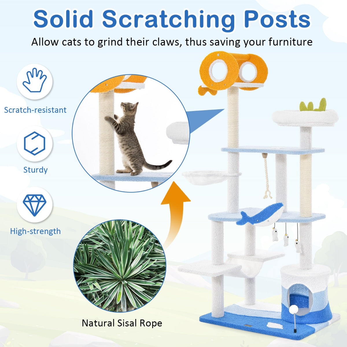 Costway Multi-level Ocean-themed Cat Tree Towern Activity Center