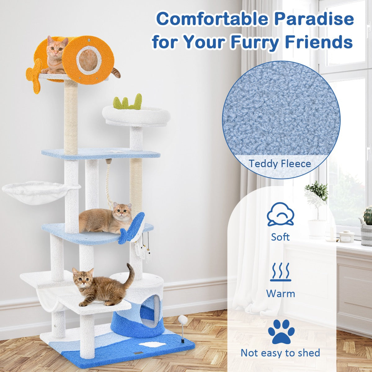Costway Multi-level Ocean-themed Cat Tree Towern Activity Center