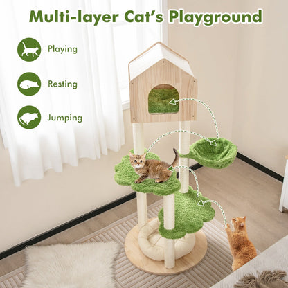 1.4M Multi-Level Cat Tree with Sisal Posts and Cloud Platforms for Indoor Cats