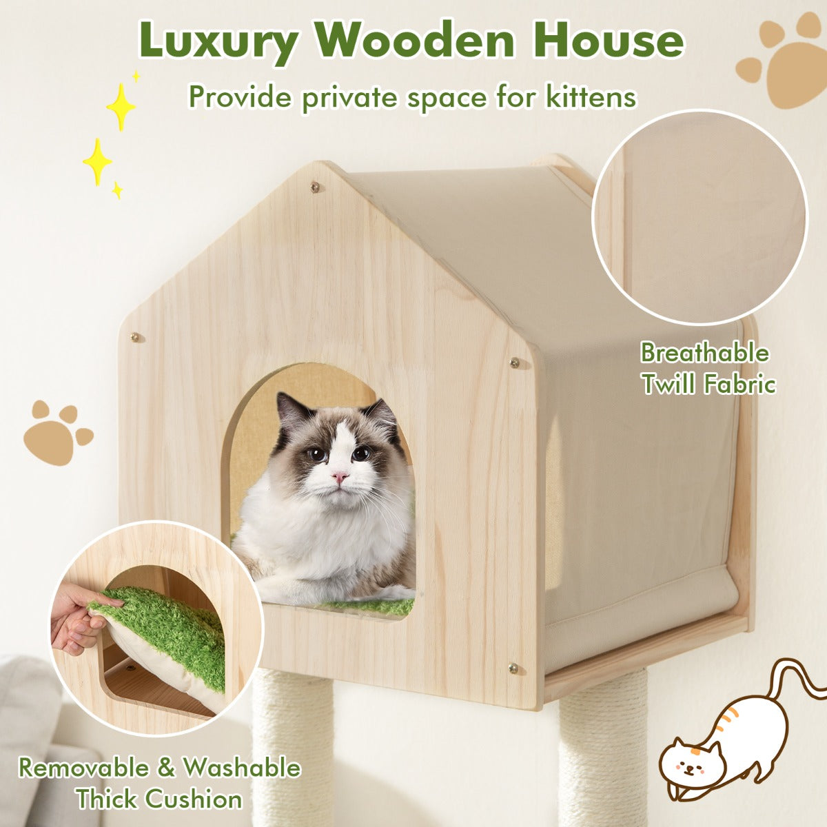 1.4M Multi-Level Cat Tree with Sisal Posts and Cloud Platforms for Indoor Cats