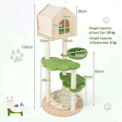 1.4M Multi-Level Cat Tree with Sisal Posts and Cloud Platforms for Indoor Cats