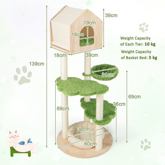 1.4M Multi-Level Cat Tree with Sisal Posts and Cloud Platforms for Indoor Cats