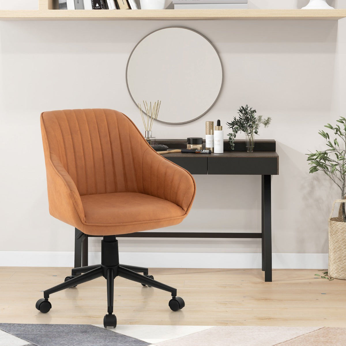 Home Office Desk Chair with 5 Rolling Wheels for Study, Bedroom, Office