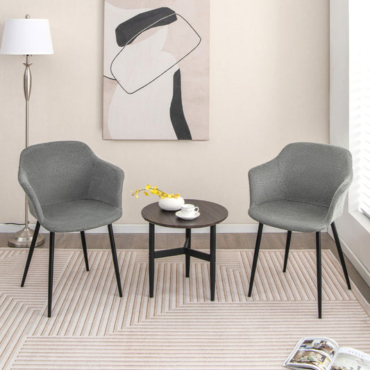 Costway Upholstered Dining Chairs with Ergonomic Backrests for Living Room Dining Room Bedroom-Grey
