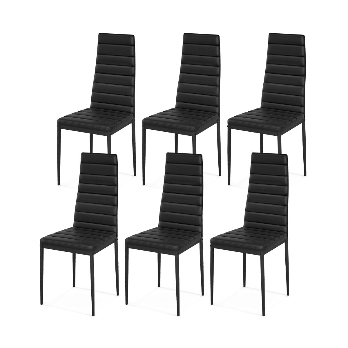 Set of 6 Dining Chairs with Steel Frame PVC Leather