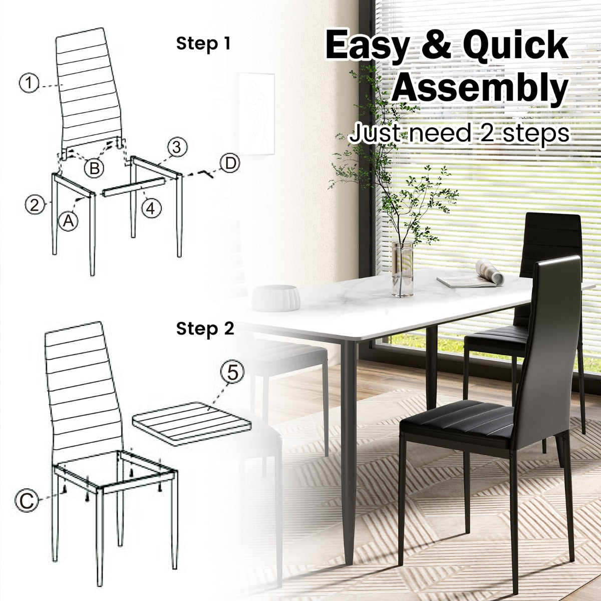 Set of 6 Dining Chairs with Steel Frame PVC Leather