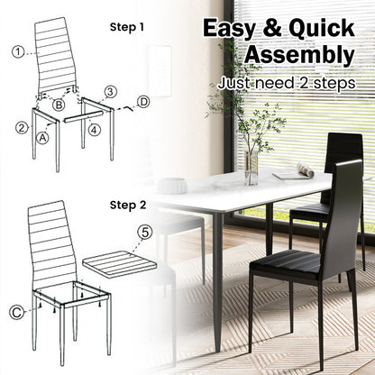 Set of 6 Dining Chairs with Steel Frame PVC Leather