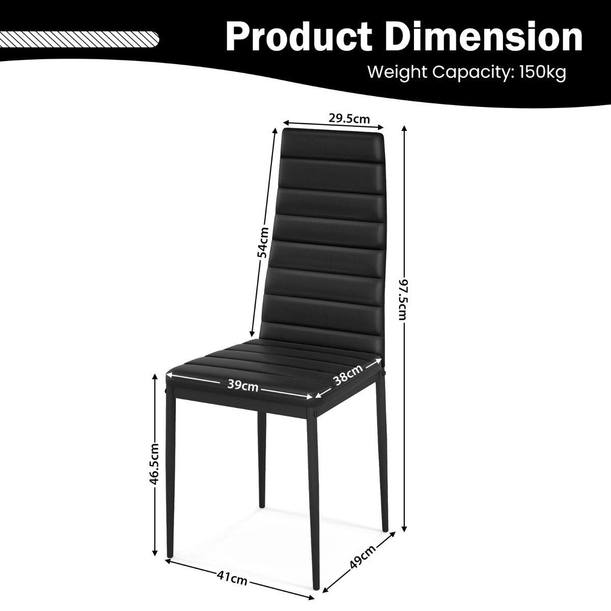 Set of 6 Dining Chairs with Steel Frame PVC Leather