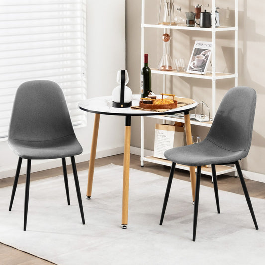 Costway Dining Chairs Set of 2 with Black Metal Legs-Grey