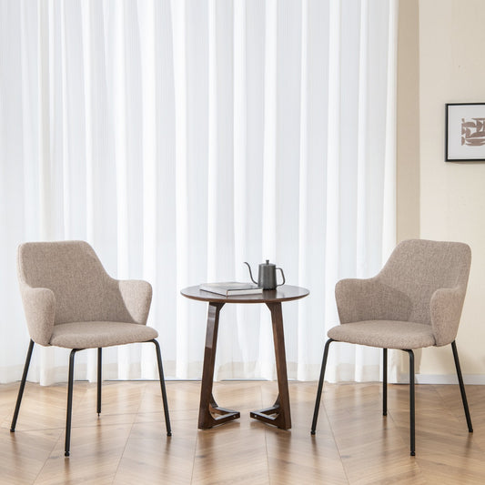 Costway Upholstered Accent Dining Chairs Set of 2 with Curved Backrest-Beige