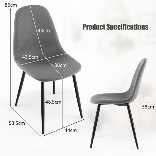 Modern gray upholstered dining chairs with breathable linen covers and soft high-rebound foam seats