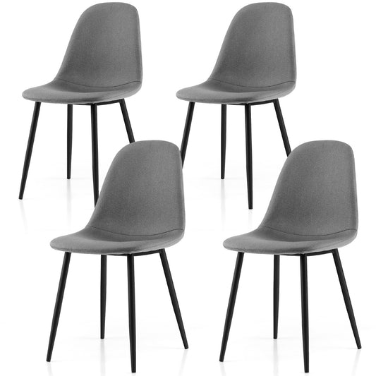 Costway Dining Chairs Set of 4 with Black Metal Legs-Grey