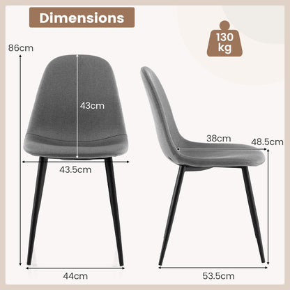 Gray linen dining chair with ergonomic backrest and soft foam seat for comfortable meals