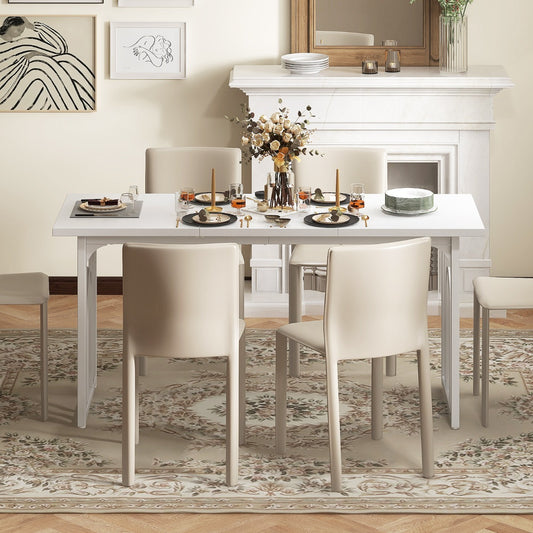 Costway Dining Table for 6-8 People with Heavy Duty Metal Legs-White