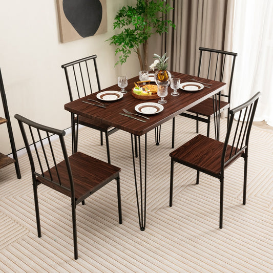 Costway 5-Piece Dining Table Set for Small Space-Espresso