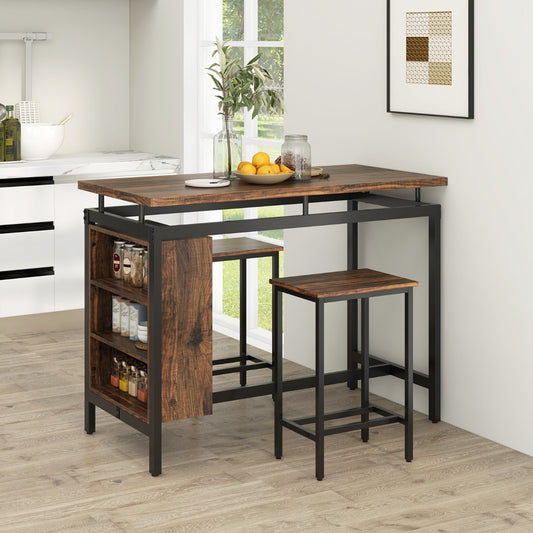 Costway 3-Piece Dining Table Set with Metal Frame for Small Places, Kitchen Dining Room Home