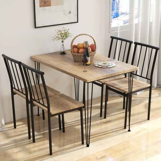 Costway 5-Piece Dining Table Set for Small Space-Natural
