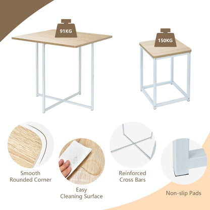 5-Piece Dining Table Set with 4 Square Stools for Small Space-Natural